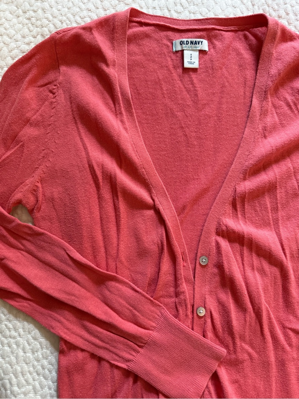 Old Navy Women's Coral Pink V-Neck Button Cardigan | small